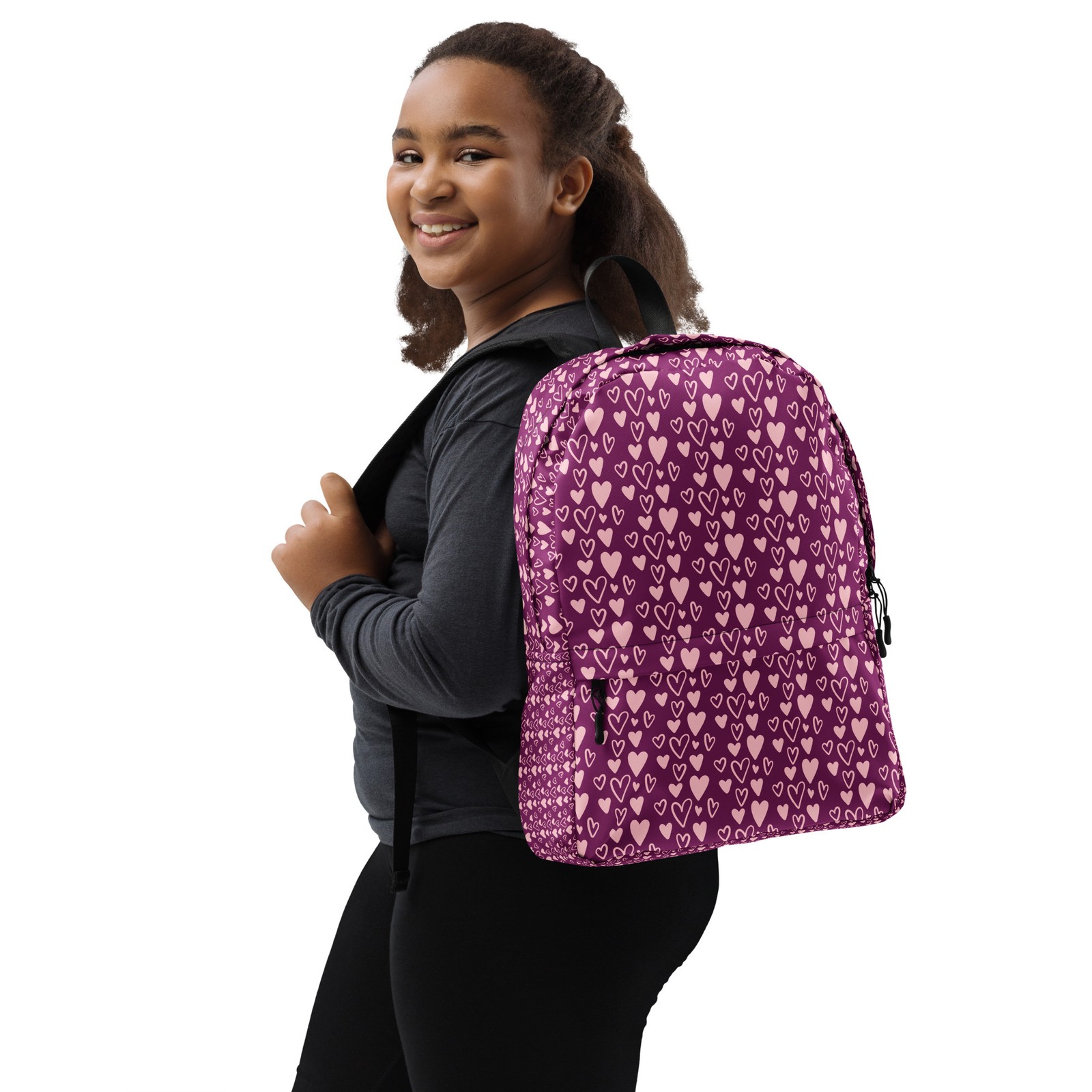 Child/Youth School Backpack pink hearts