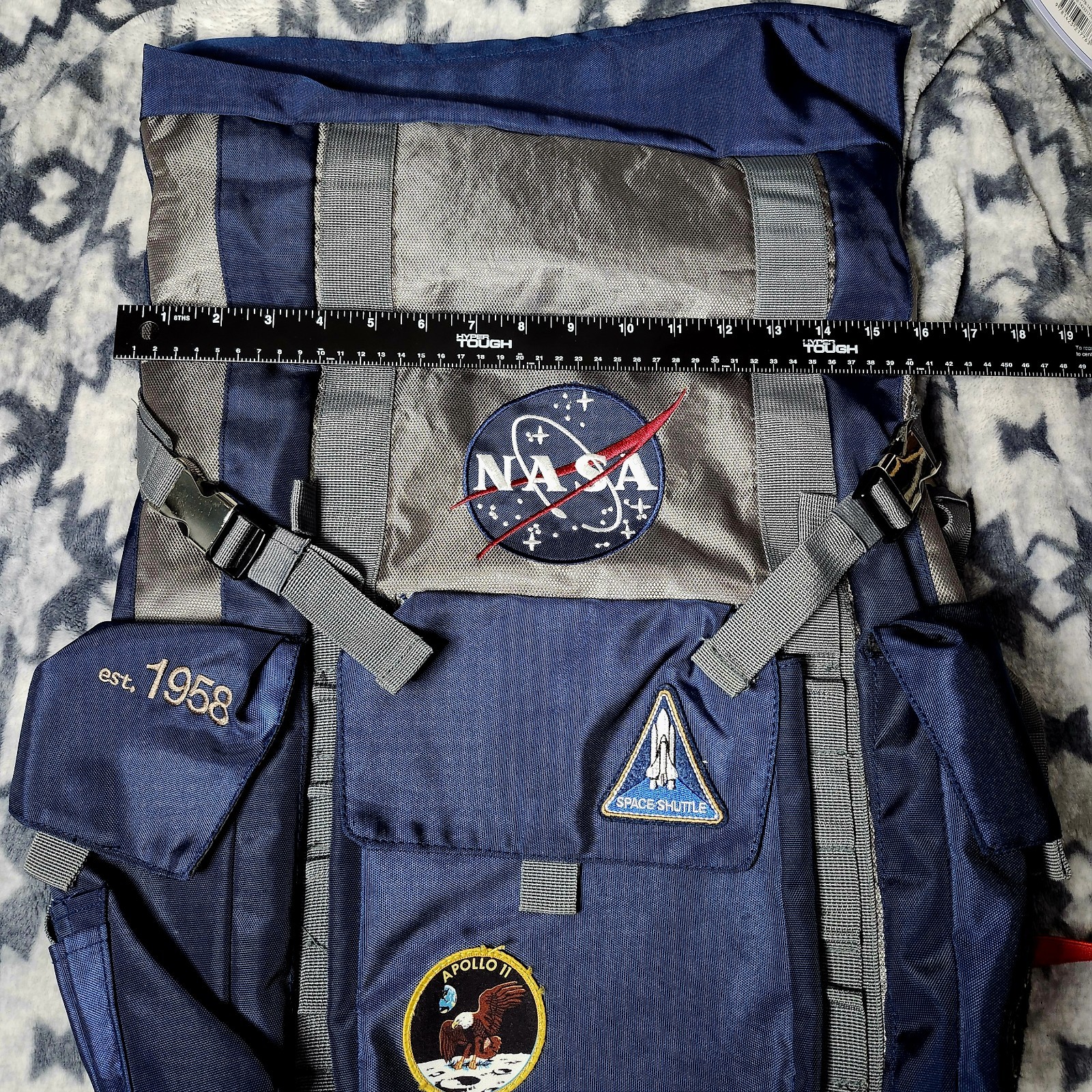 Spencers NASA Roll Top Backpack Apollo 11 Space Shuttle ISS Utility Laptop Bag