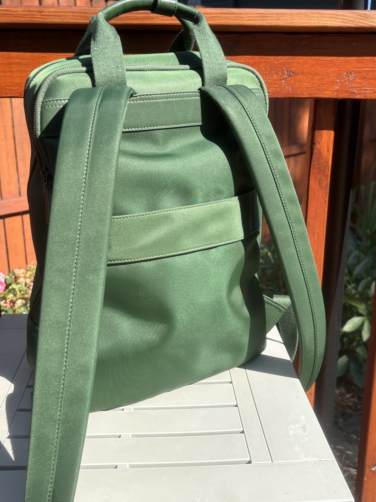 Monos Metro Backpack Juniper Green 18L Nylon Vegan Leather Trim Travel Rucksack