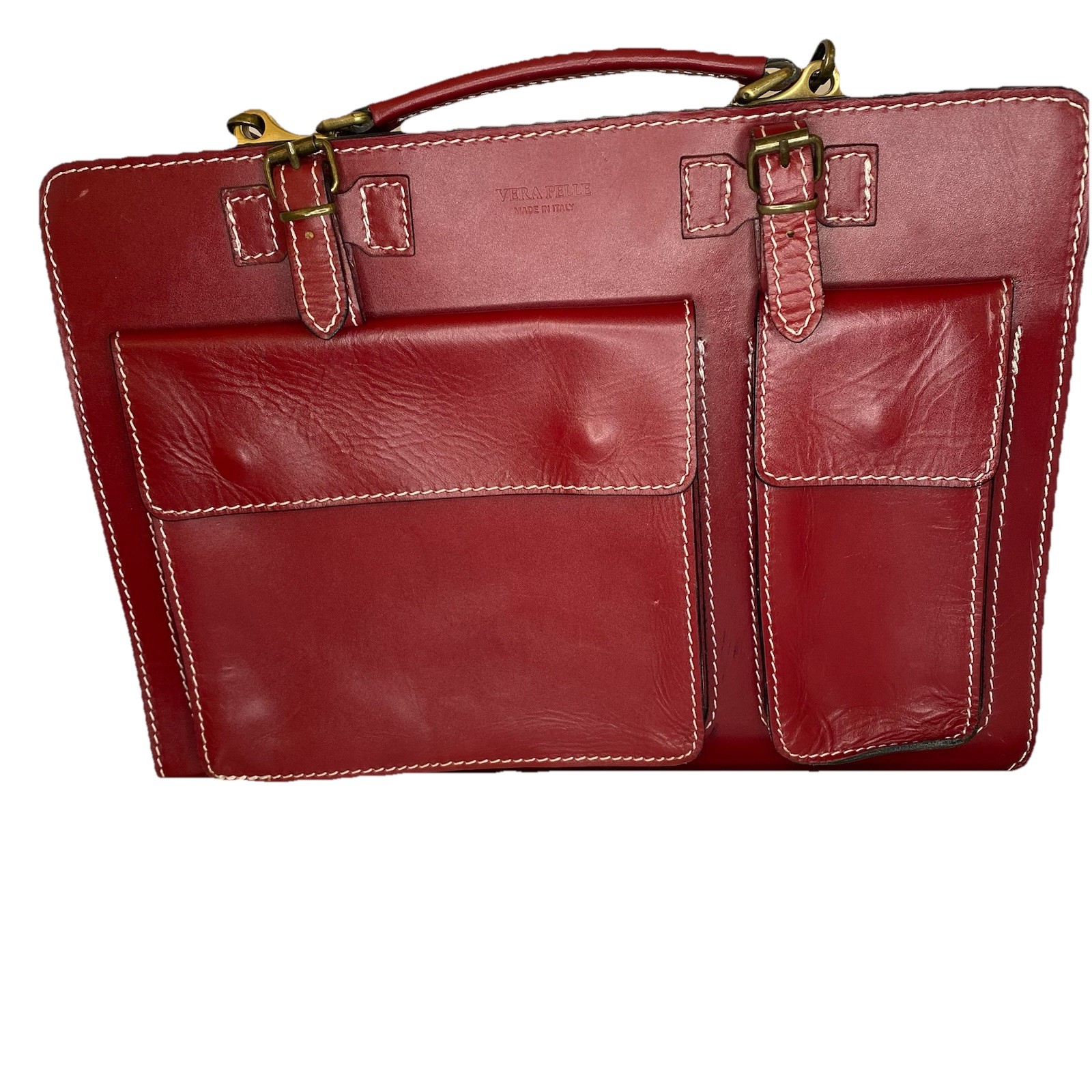 Vintage Firenze Leather Italian Laptop Briefcase Bag Black