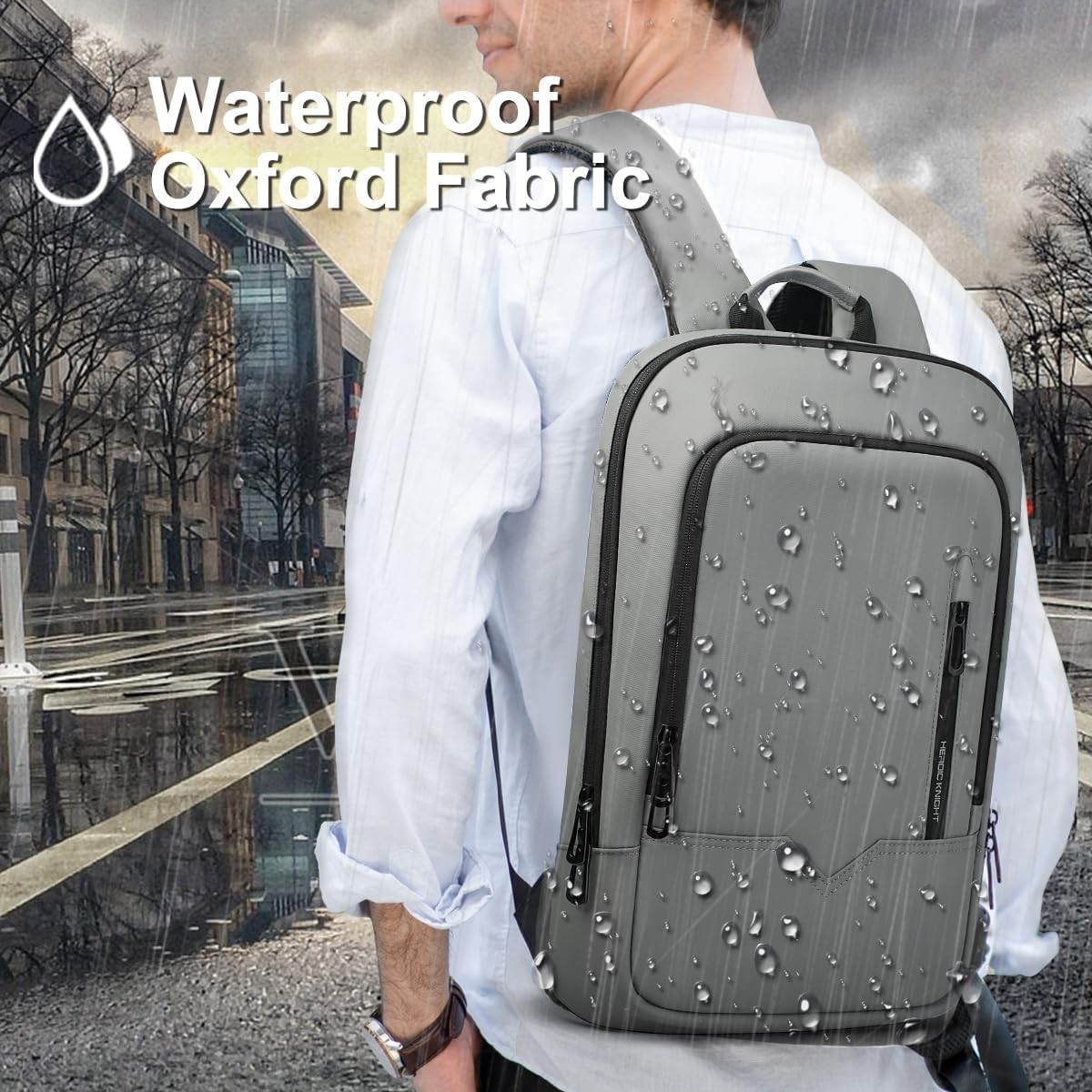 Backpack for Men Business Slim Backpack w/ USB Charger Computer-Anti-Theft 15.6″
