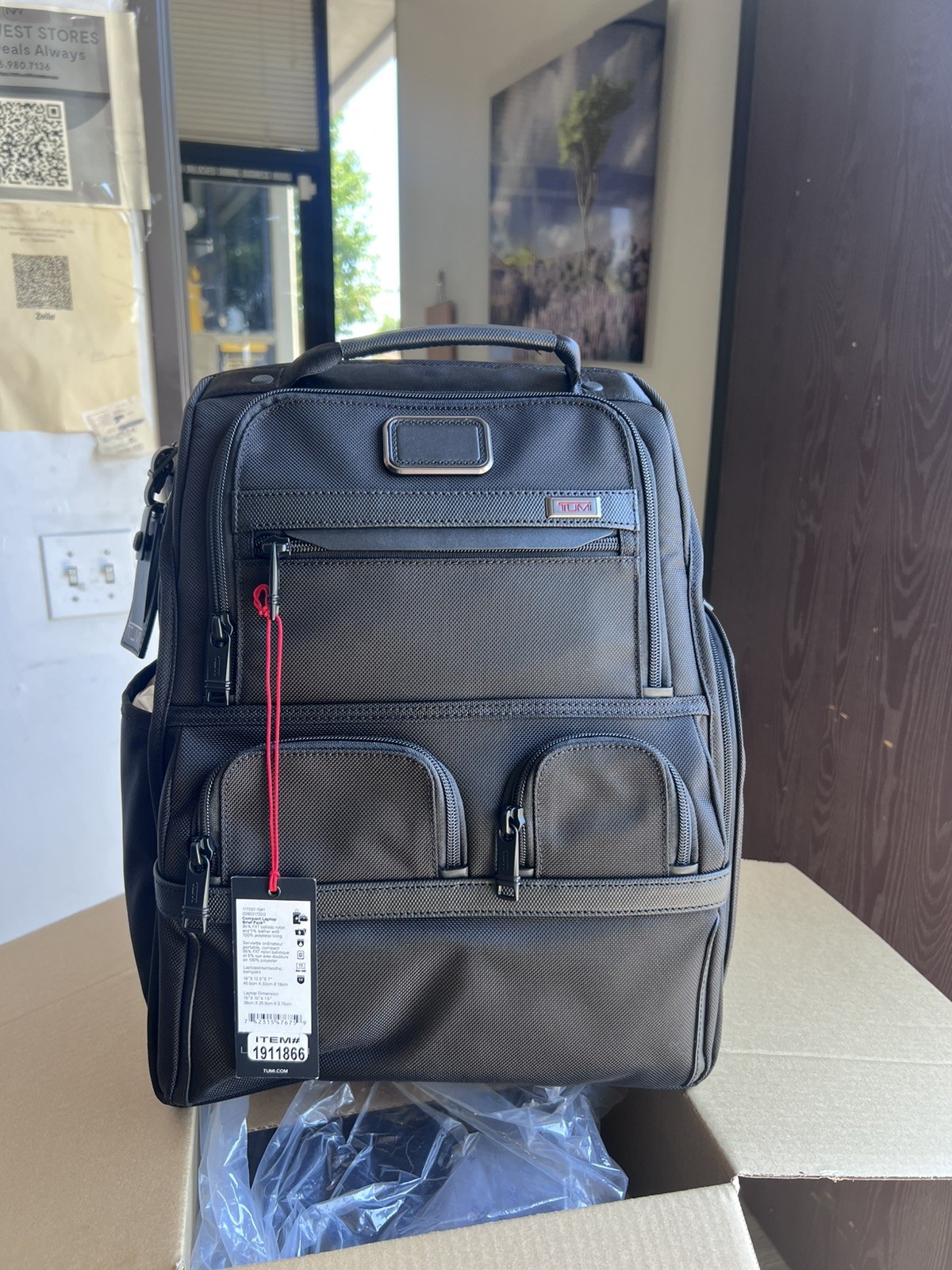 TUMI Laptop Backpack Black Business Travel Computer Bag Multiple Compartments Pr