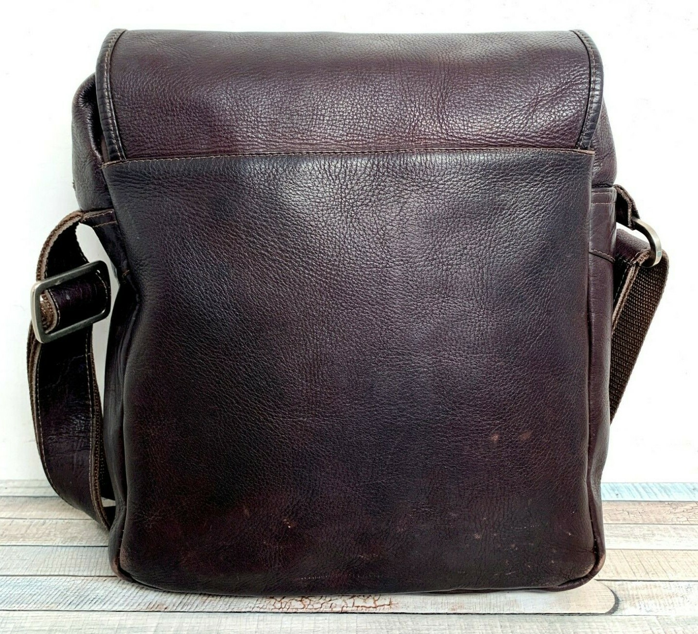 Colombia BROWN GENUINE LEATHER FLAP ZIP TOP MESSENGER SHOULDER BAG