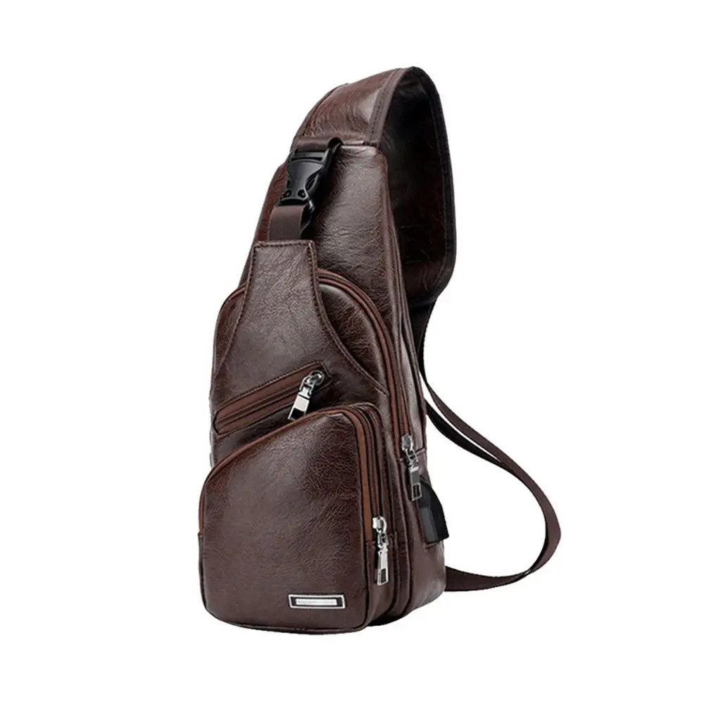 Cable de datos USB, bolso de pecho de carga, bolso de hombro informal de moda, P