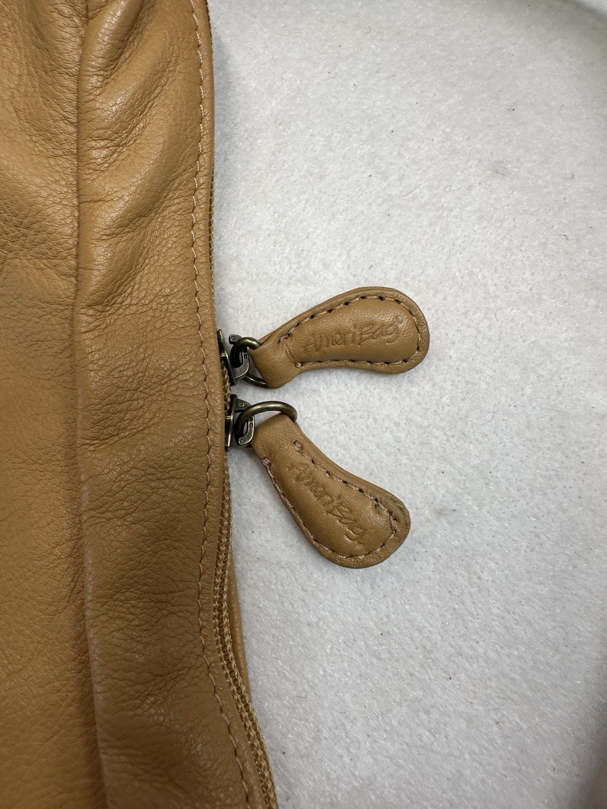 AmeriBag Leather Healthy Back Bag Camel Ergonomic Sling Travel Organization Dad