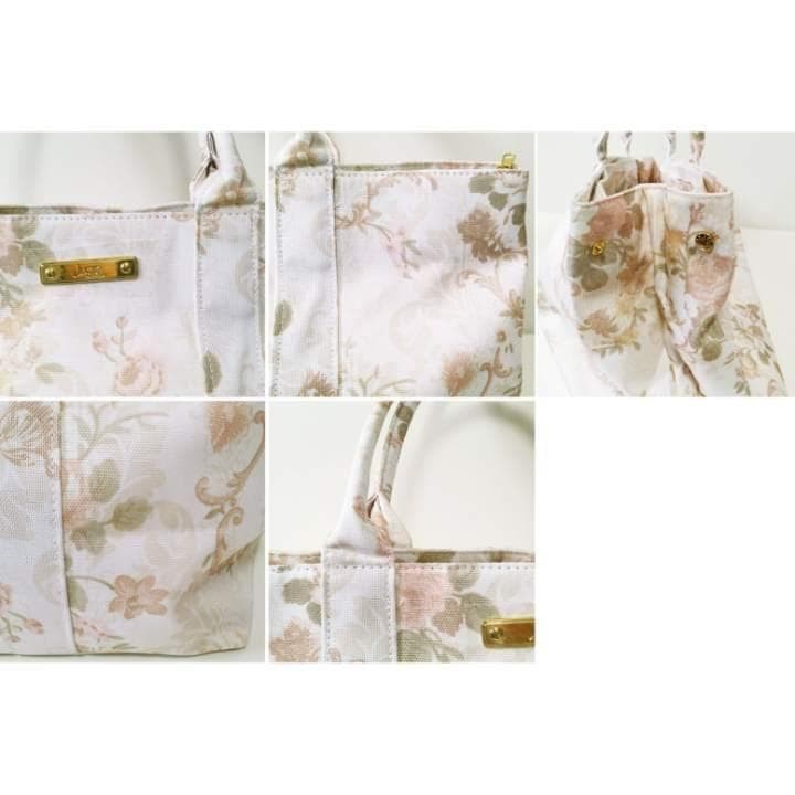 New JugeETTA Classical Floral Pattern Tote Bag White