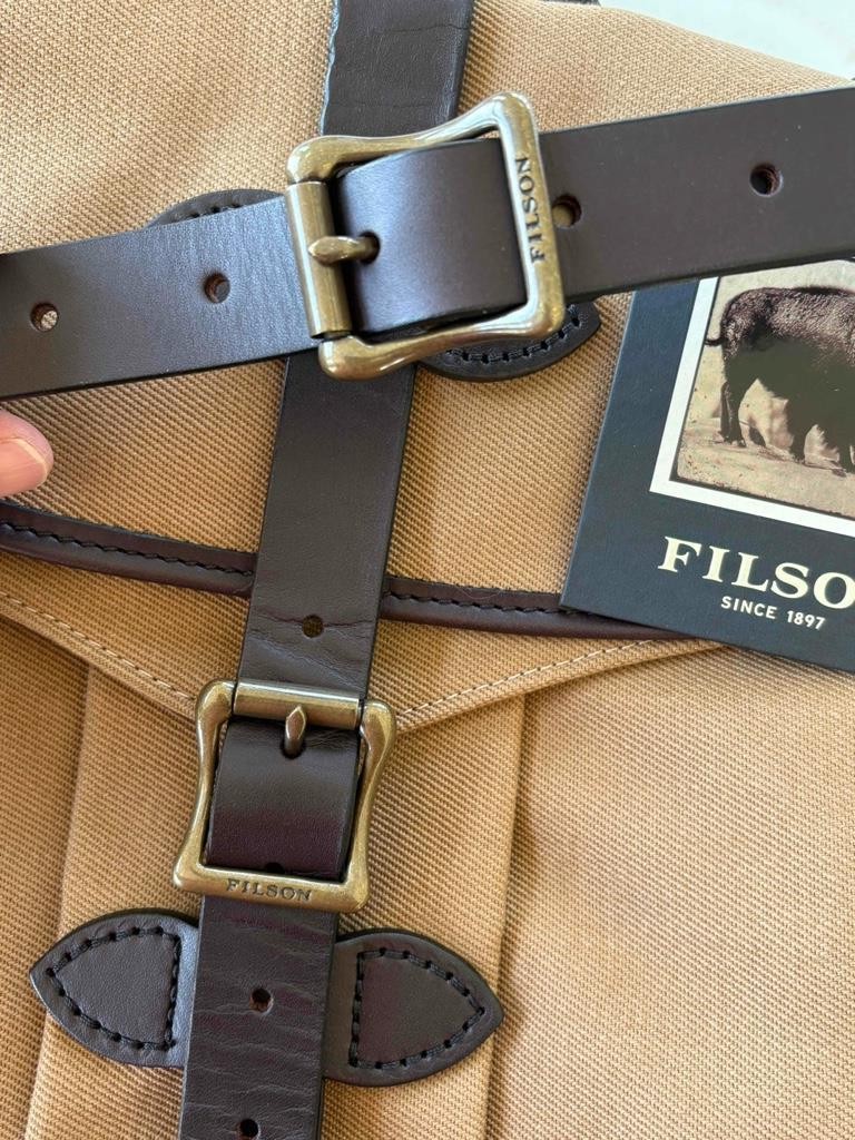 Filson Small Rugged Twill Field Bag Tan Bridle Leather Messenger Bag Made in USA