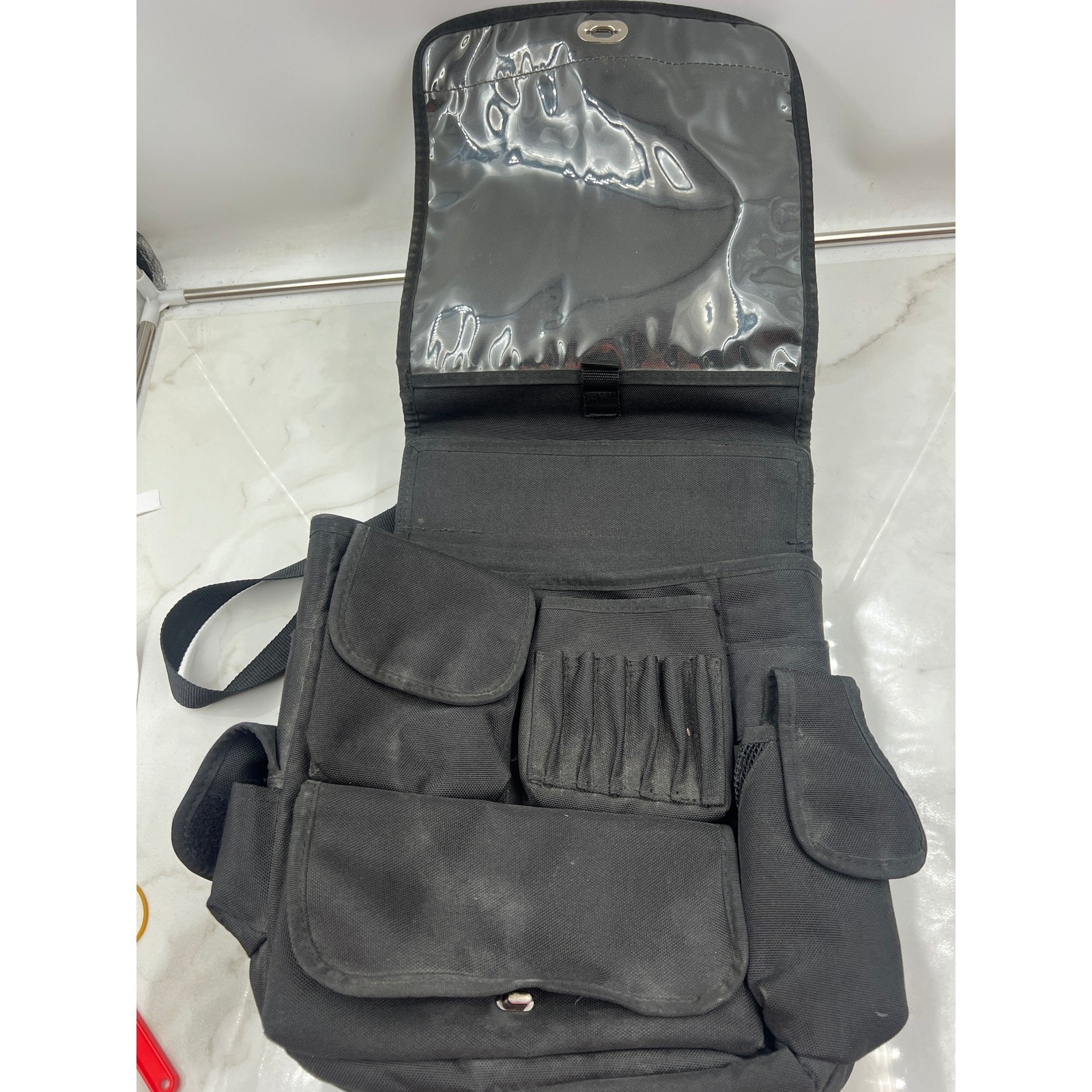Duluth Trading Co Black Ballistic Nylon Messenger Field Laptop Bag Organizer