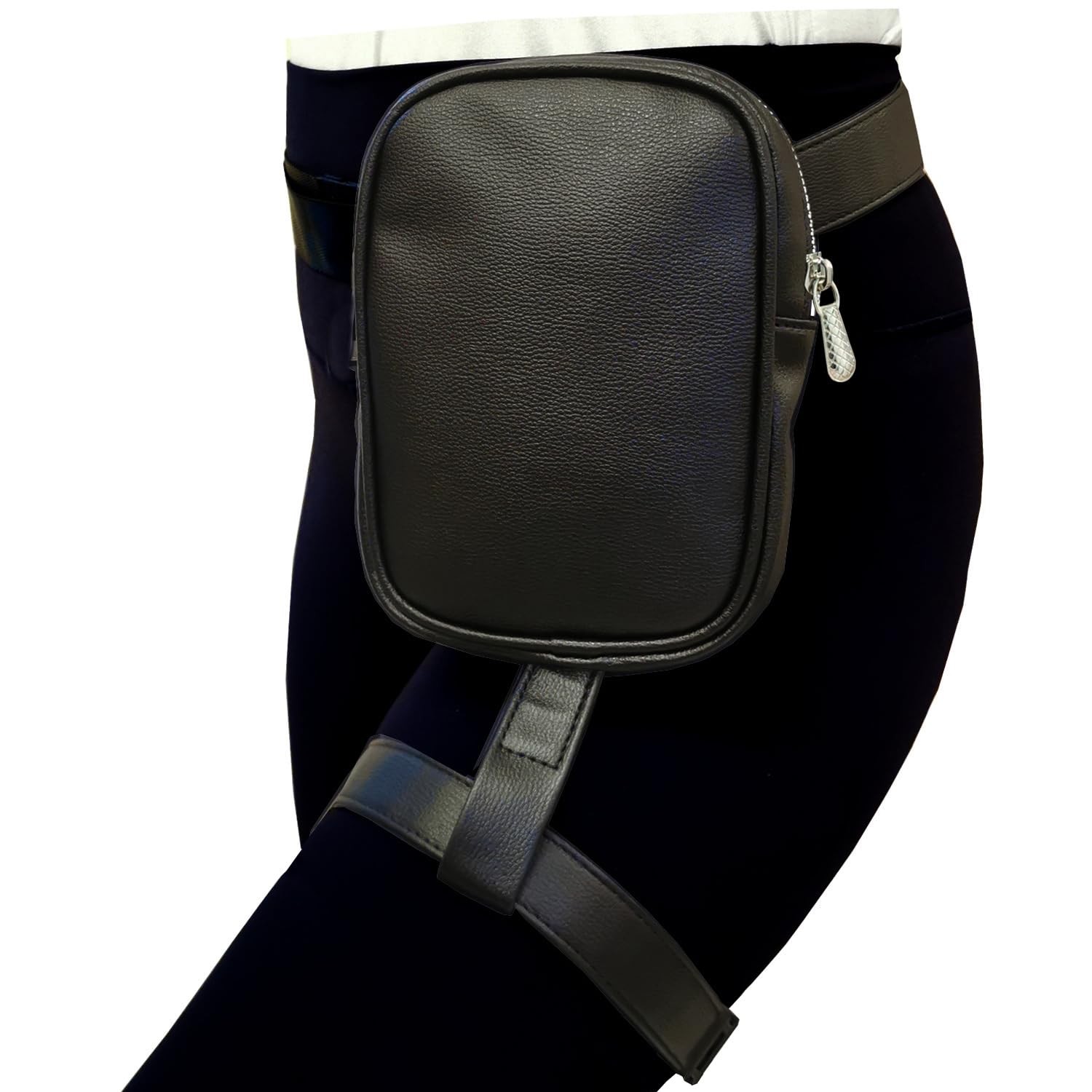 Leg Harness Bag for Women – Synthetic Leather Thigh Pouch Hip Fanny Pack Black