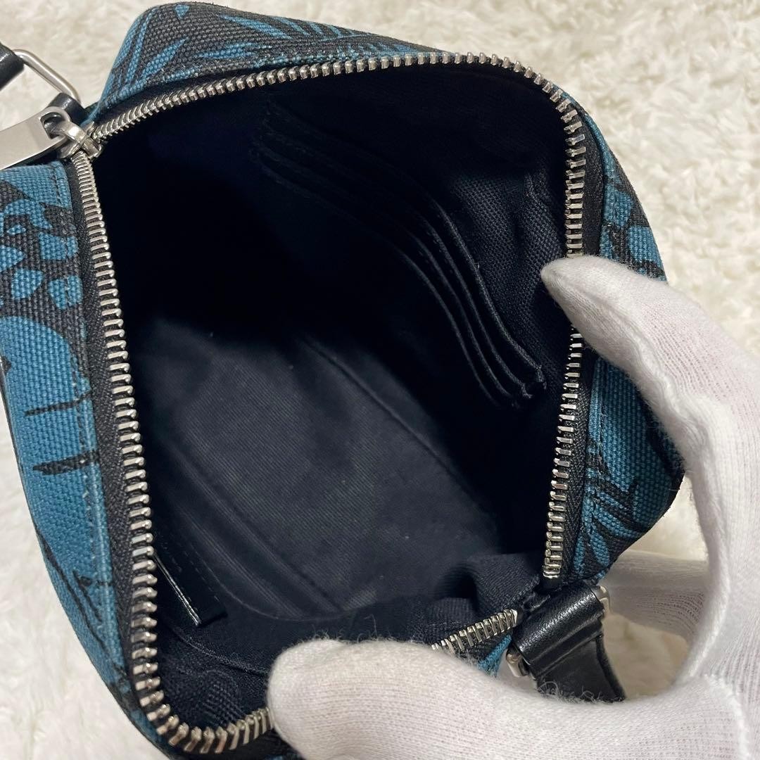Saint Laurent Paris Camp Camera Canvas Leather Shoulder Bag Green Black 18cm