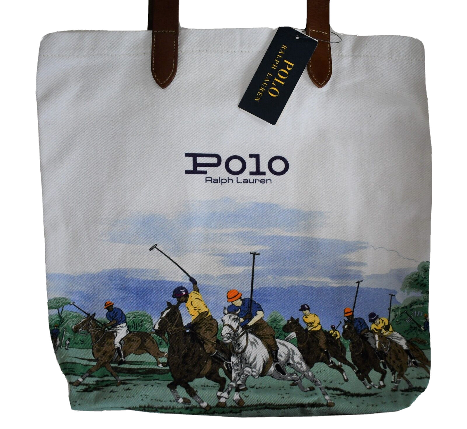 New POLO RALPH LAUREN EQUESTRIAN-Print COTTON Twill SHOPPER TOTE Book Bag