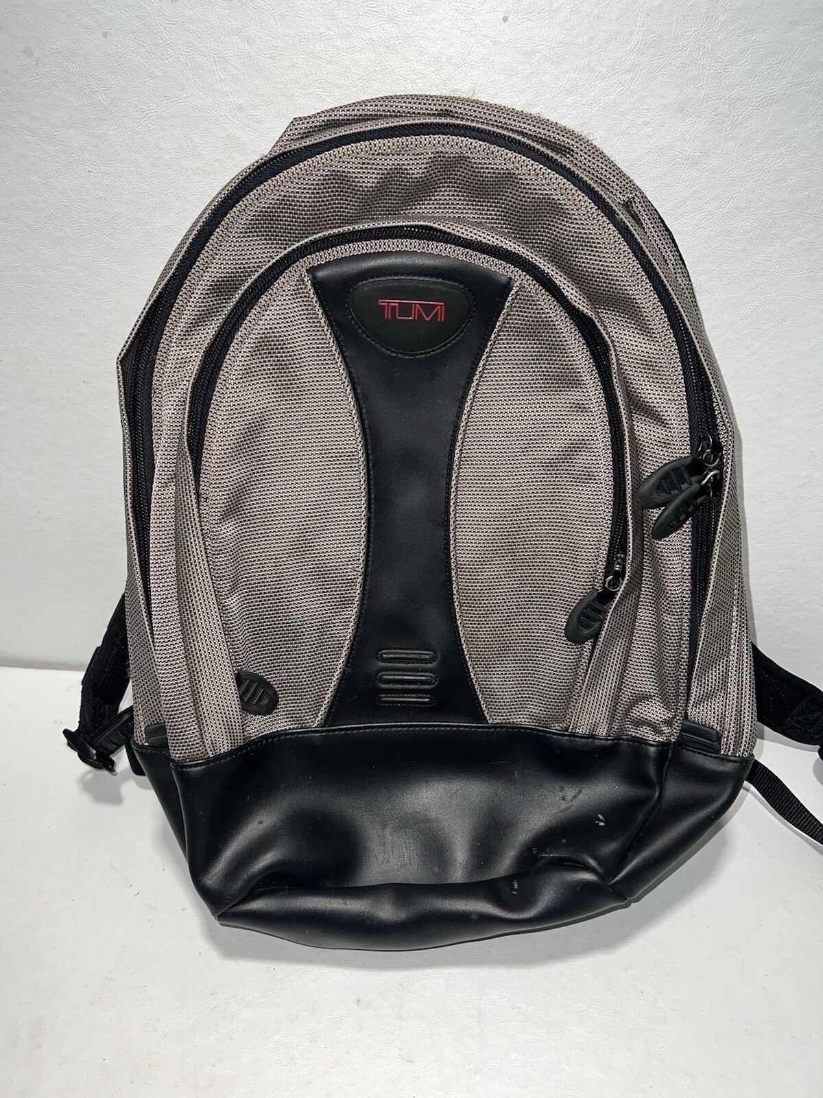Tumi T2 Tech Gunmetal Ballistic Nylon And Black Leather Laptop Backpack