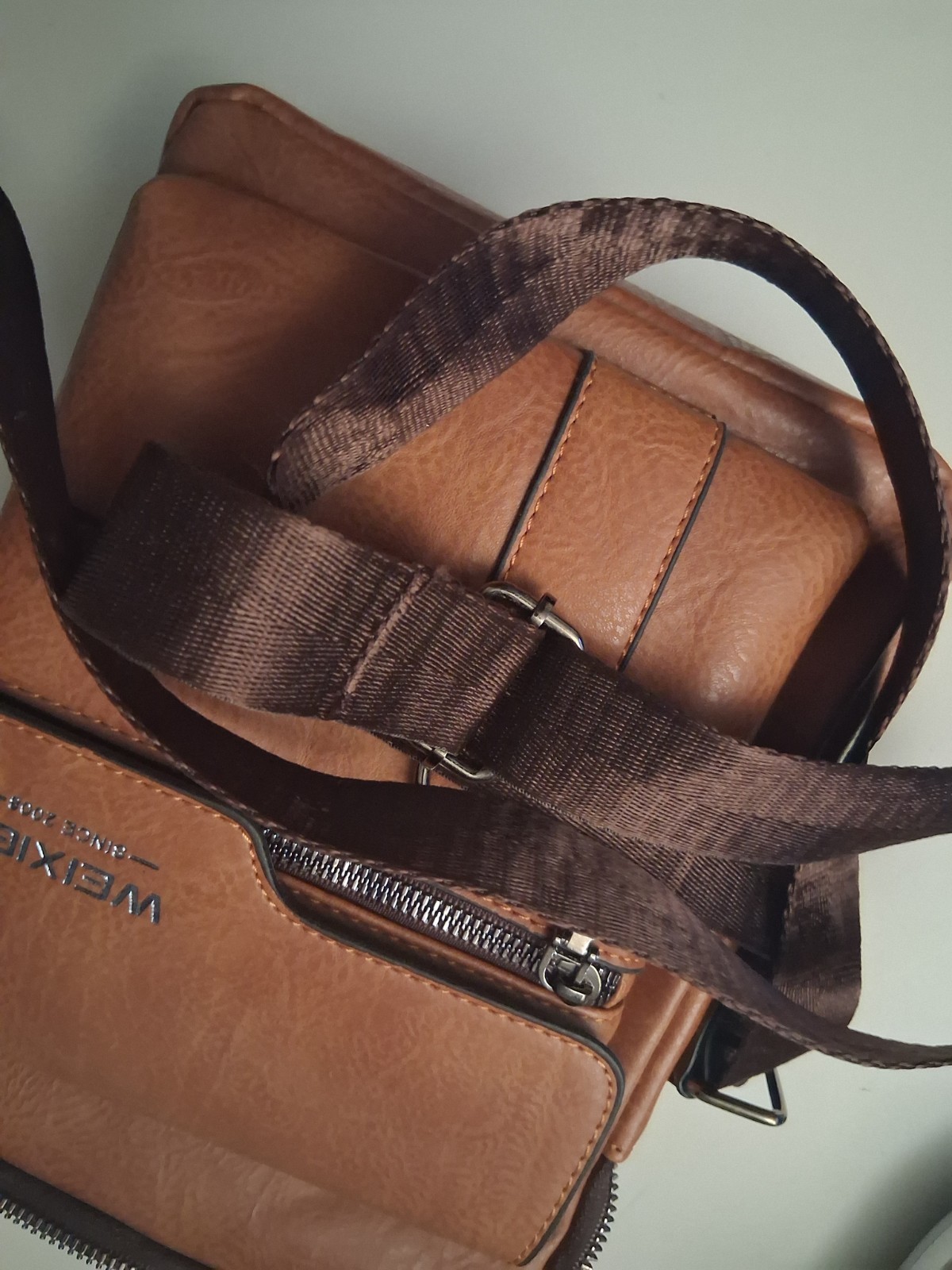 weixier crossbody bag men’s shoulder bag brown leather brand new