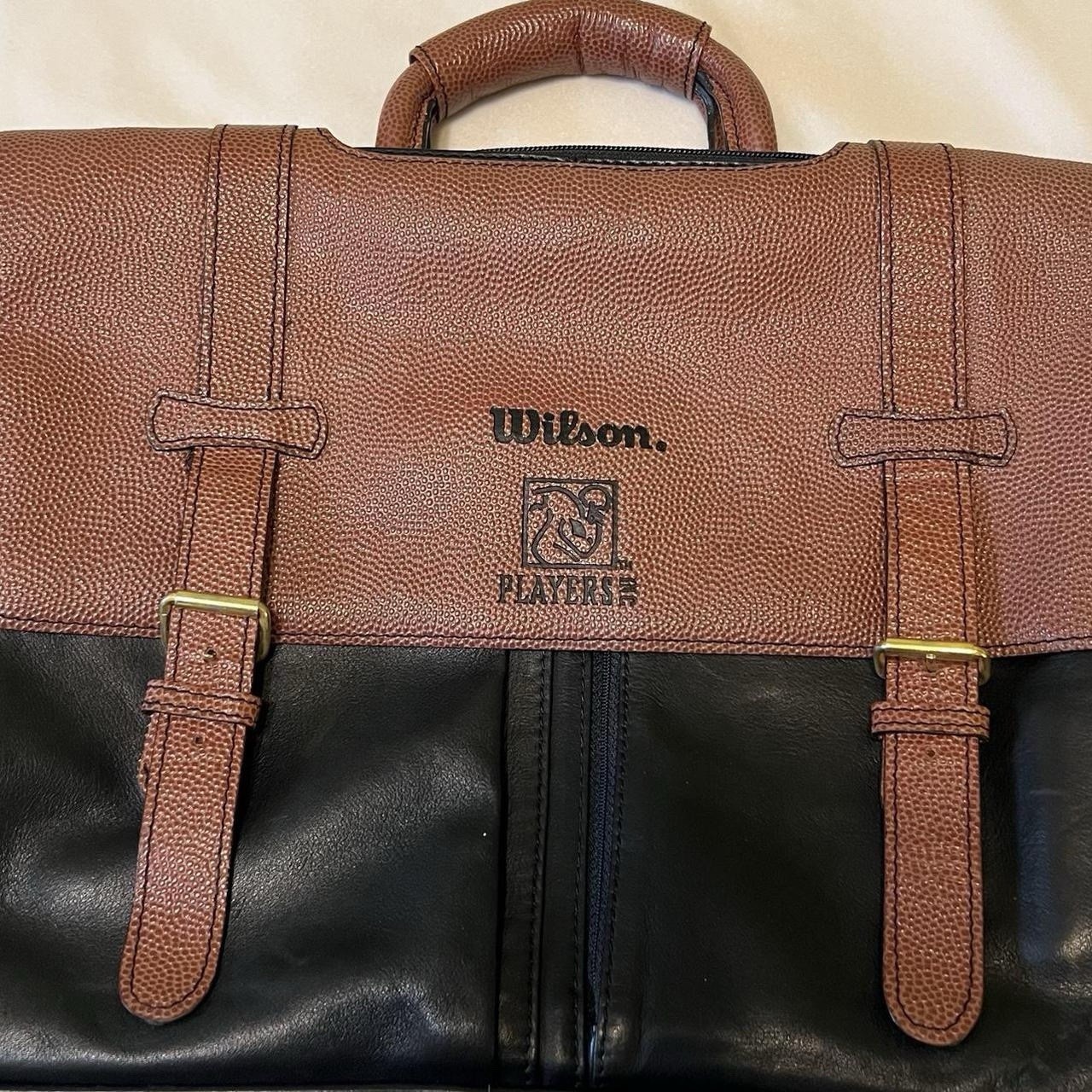 Wilson Players Brown Black Briefcase Adjustable Strap Inner Pockets Lined