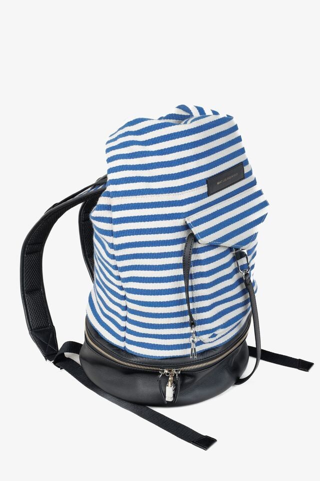 Want Les Essentiels Blue and White Striped Backpack, One Size