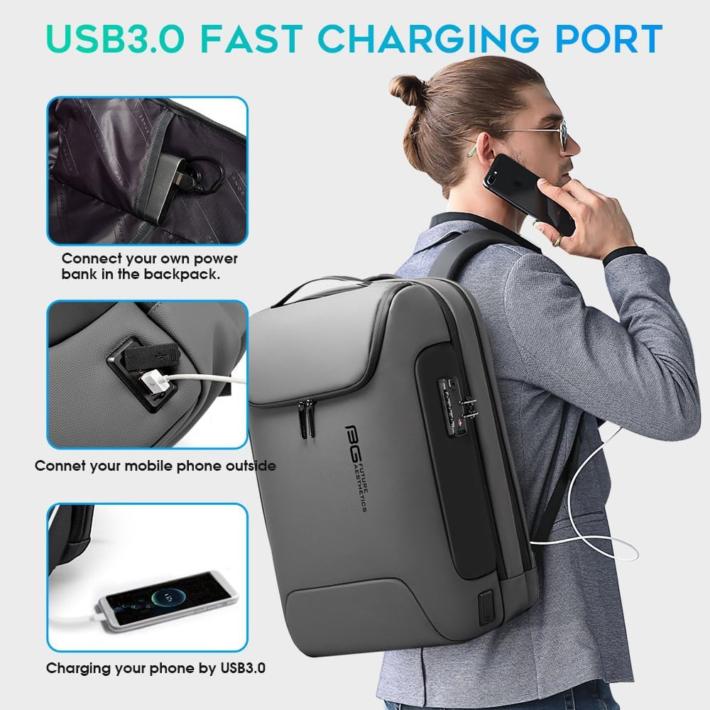anti Theft Backpack with TSA Lock,Waterproof Backpacks with YKK Zipper, High Tec