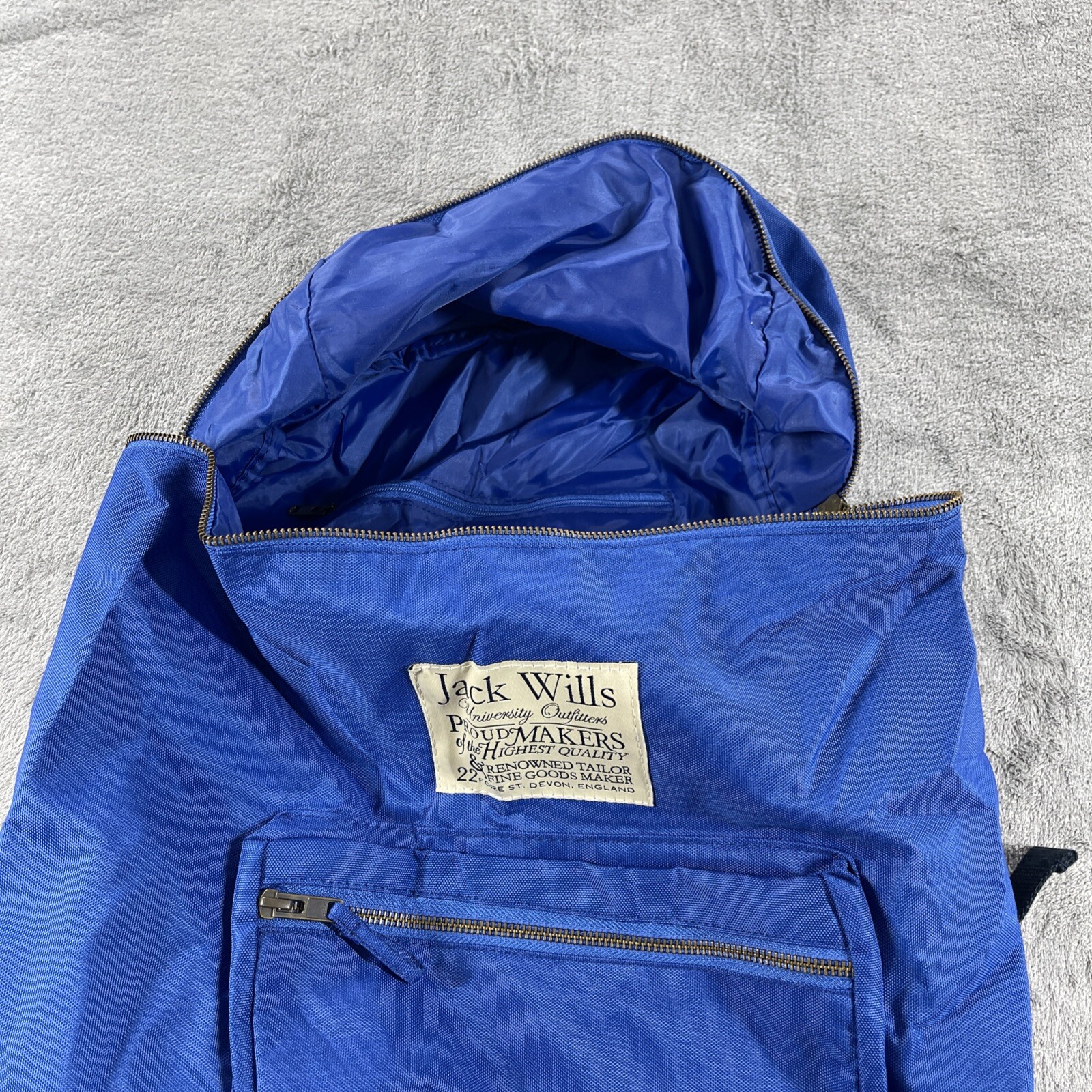 Jack Wills University Outfitter Royal Blue Backpack Zip Closure Lightweight EUC