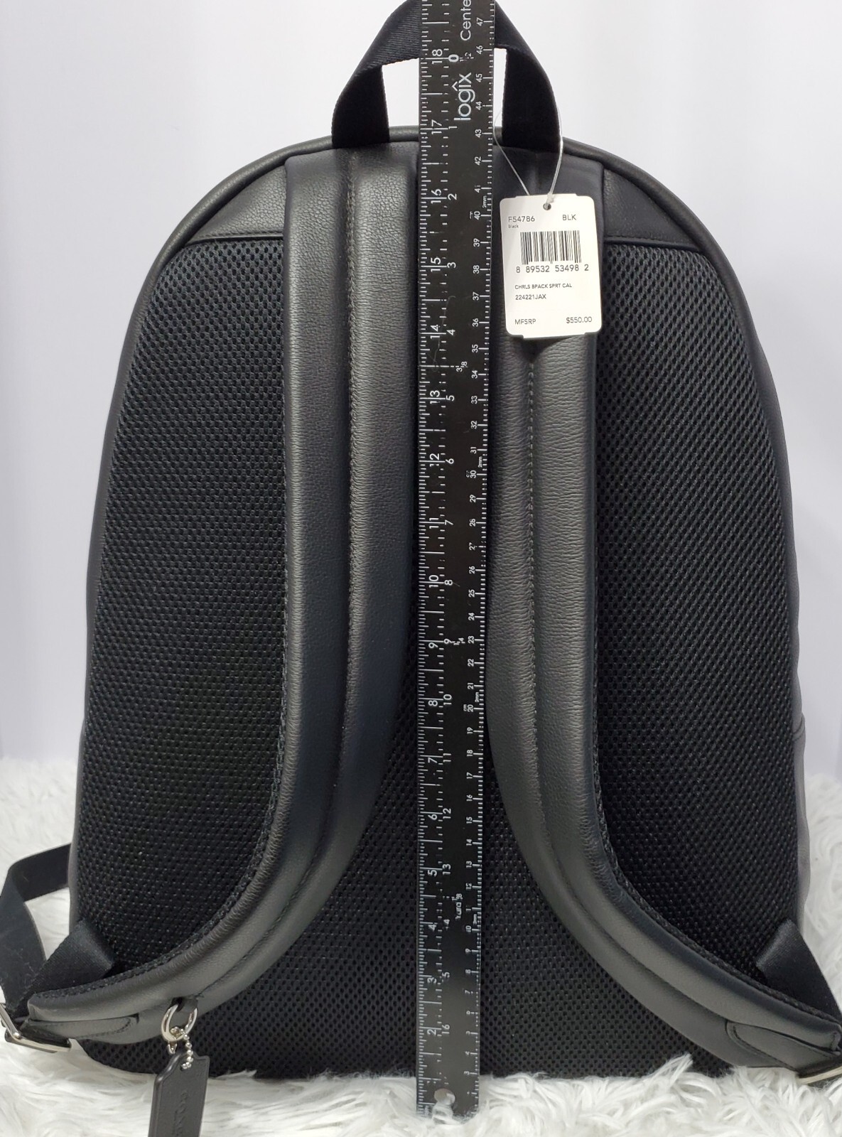 Coach Charles Black Pebbled Leather Laptop Backpack Work Travel NWT $550 F24650