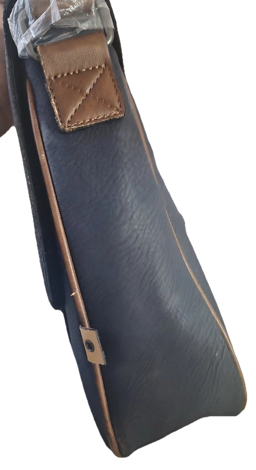 ALDO Men’s Navy/Brown Messenger Bag Crossbody Strap Buckle Zip Business