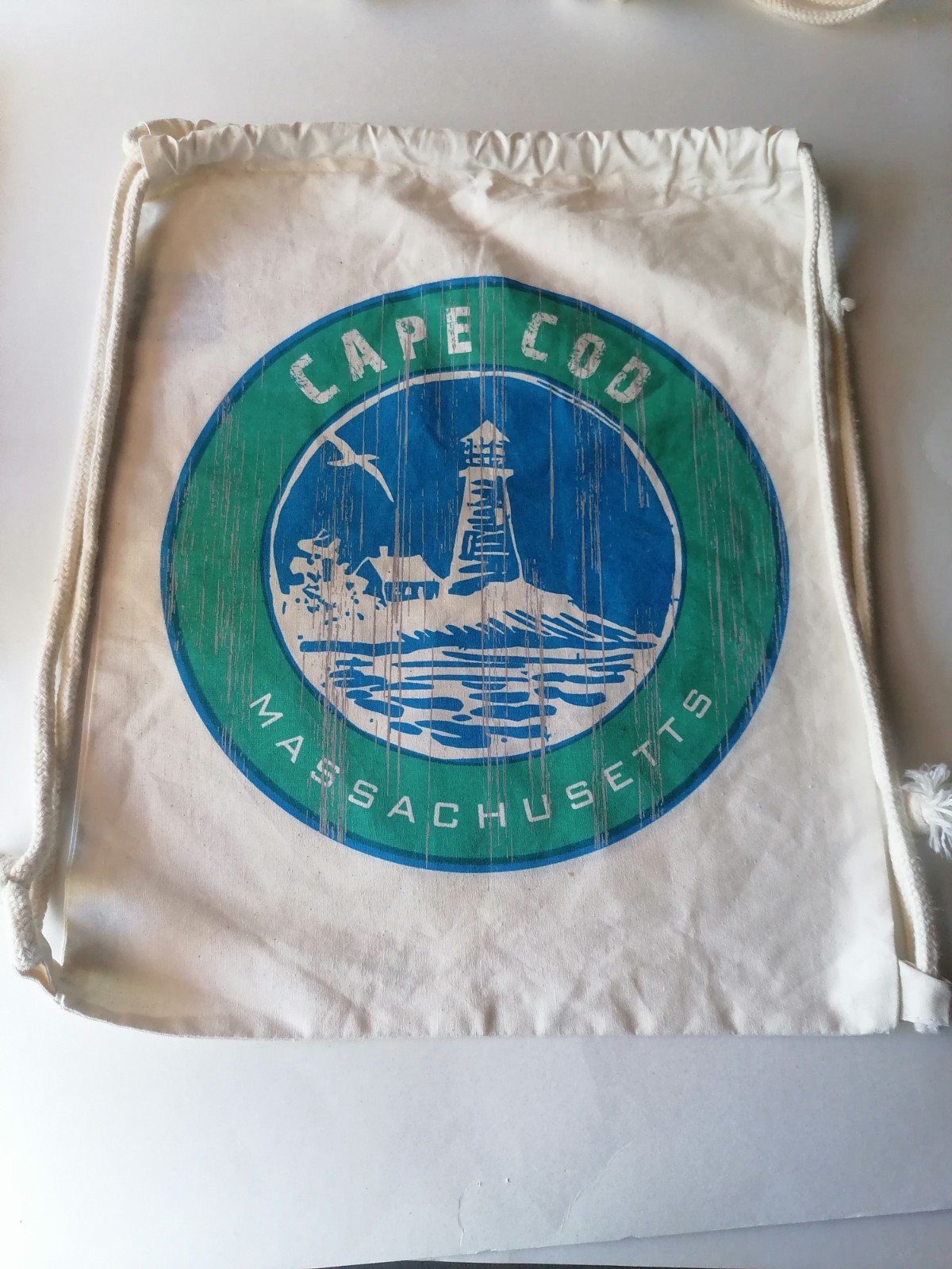 Cotton Drawstring Bag String Backpack Cape Cod Massachusetts Bag