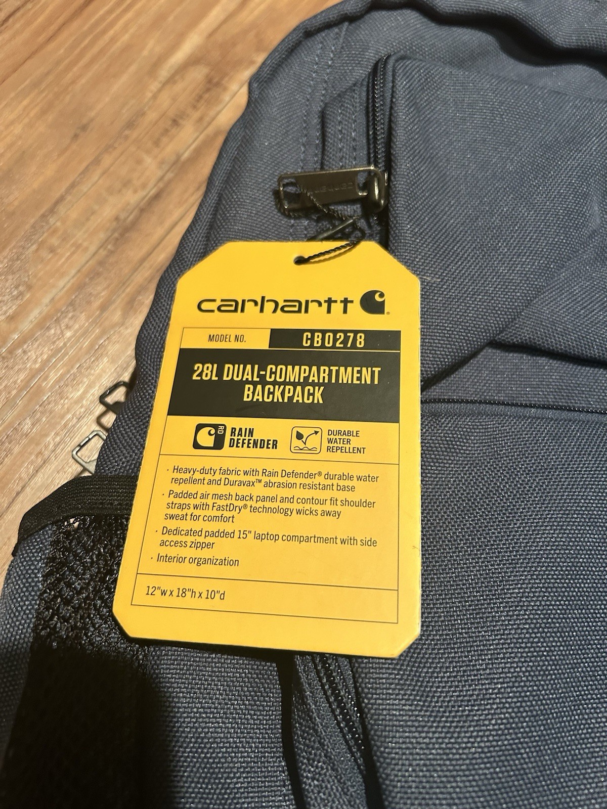 Carhartt 28L Dual Compartment Backpack Durable Pack w/ Laptop Sleeve Navy Blue