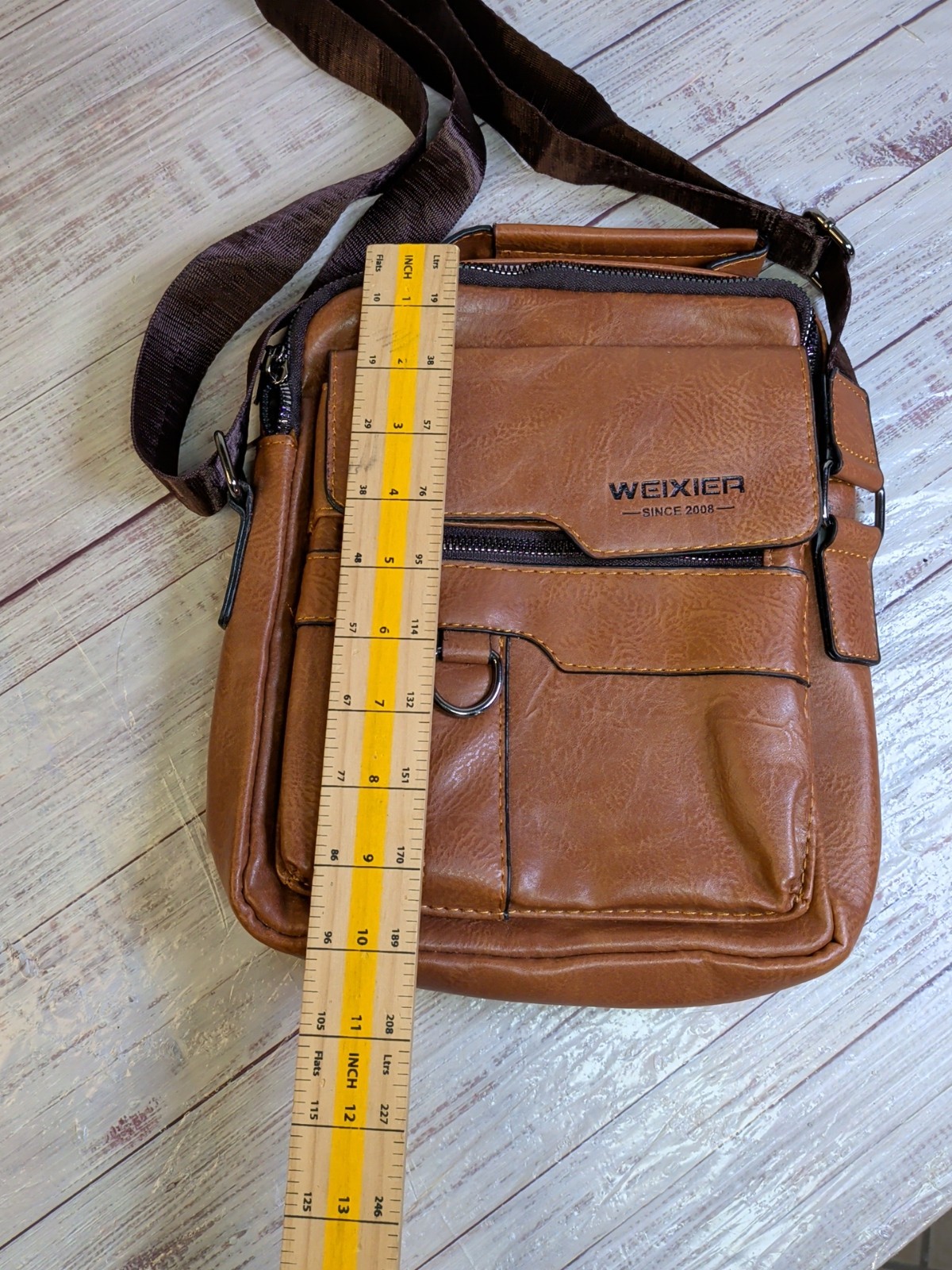 WEIXIER Men Crossbody Bag Shoulder Bag PU Leather Messenger Bag Handbag