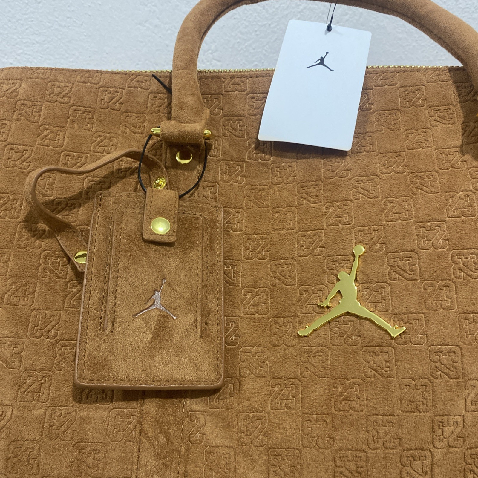 Nike Jordan Suede Monogram 40L Duffel Cognac Large Bag LM9205-X6X