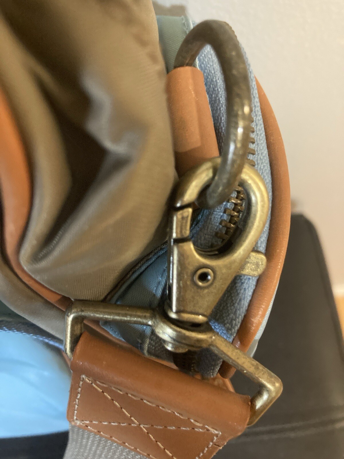 Eddie Bauer Messenger Bag Laptop Computer Case Nylon Blue And Brown