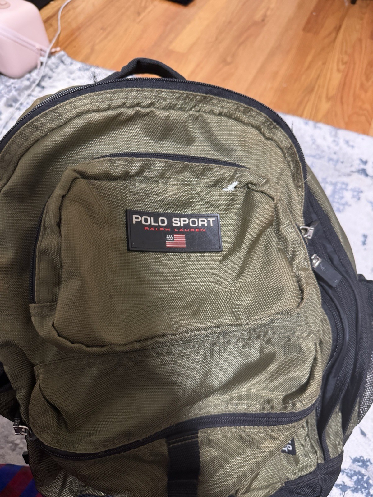 Polo Sport Ralph Lauren Green Backpack Multi Pocket Dividers Vintage 90s