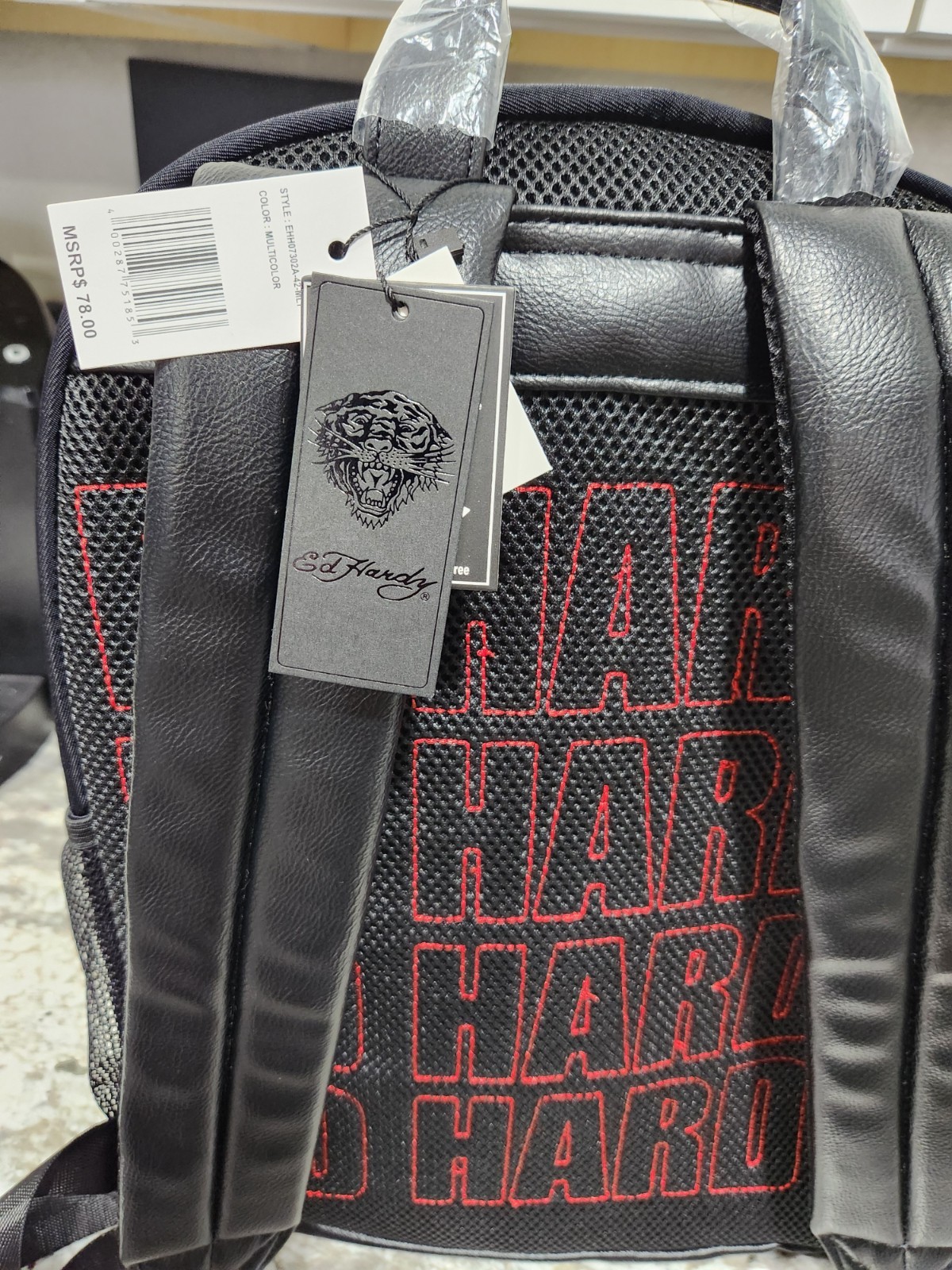 Ed Hardy Backpack Black Tiger Fit Most Laptops Adjustable Straps NWT
