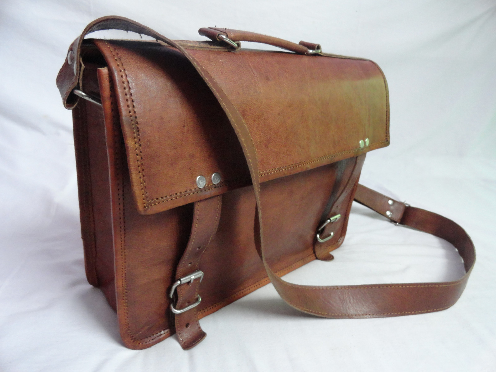 14 In Leather Messenger Bag Office Satchel Laptop Briefcase School Crossbody Bag