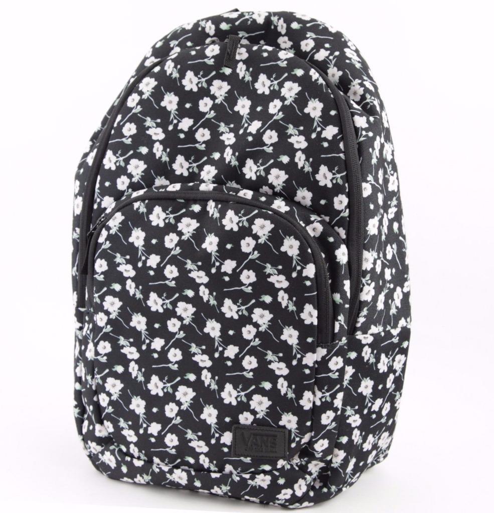 Vans Off The Wall Schooling Graphite Floral Laptop Backpack 2 Pocket New NWT