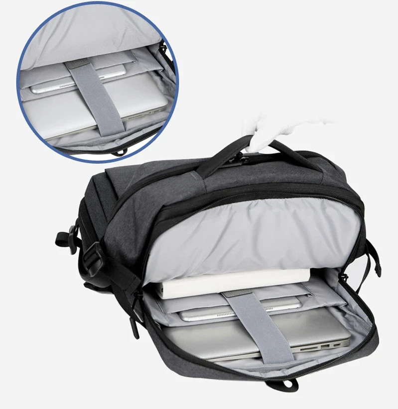 Classic Travel Backpack Men Business Backpack School Expandable USB Bag