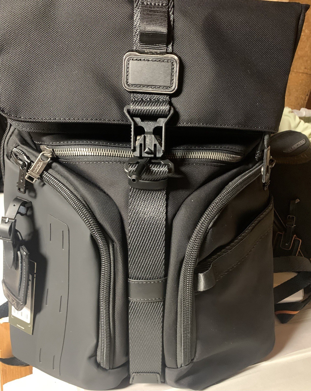 Tumi Alpha Bravo Logistics Flap Lid Backpack $525 Black