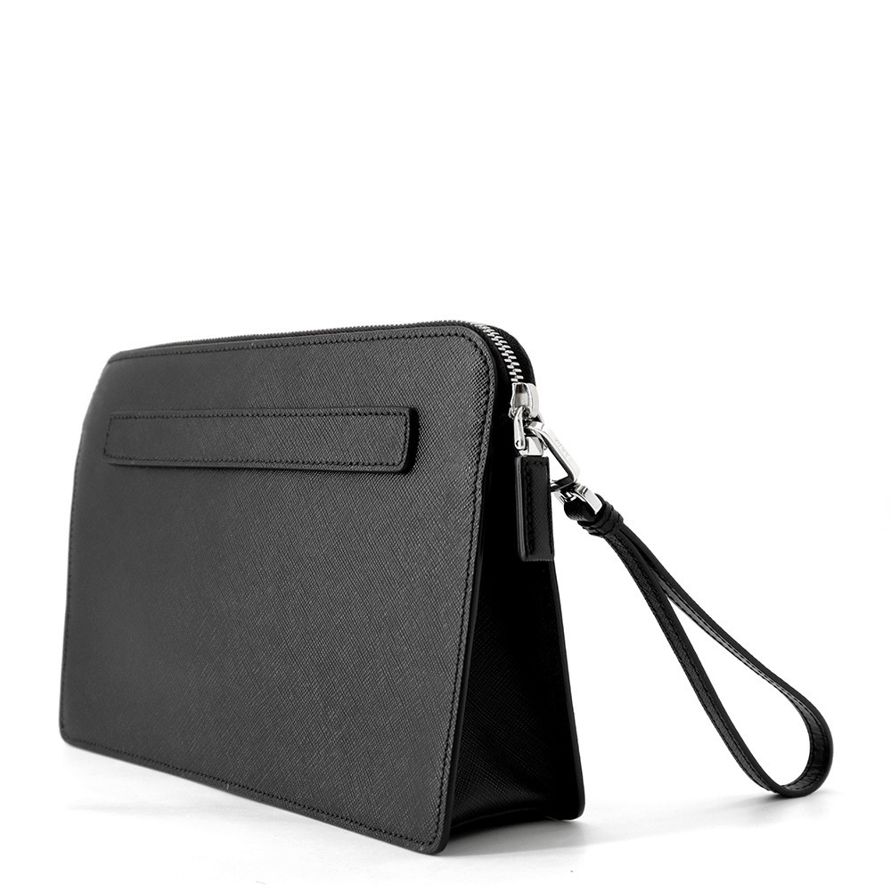 PRADA Clutch Bag Saffiano Leather Black 2VF056