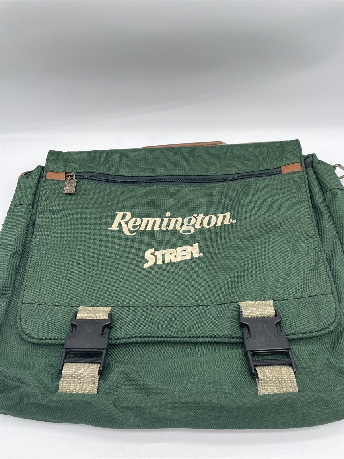 Leed’s North West Shoulder Bag Messenger Portfolio Green Canvas Remington Logo