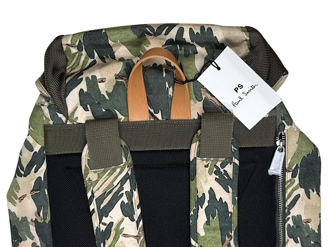 PS Paul Smith Canvas Backpack Khaki Green Abstract Camouflage print New $398