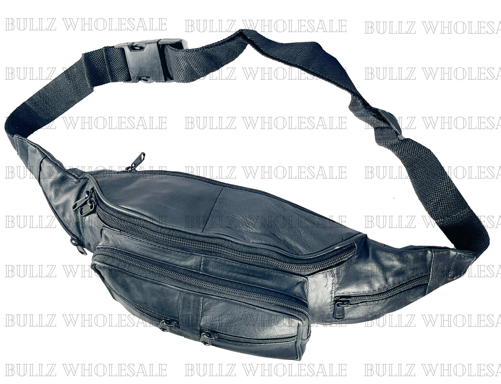 Bullz Lambskin Leather Medium Fanny Pack Travel Organizer Waist Bag