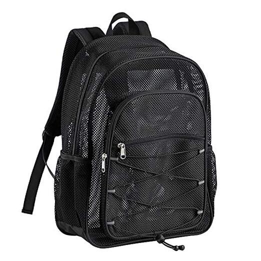 Heavy Duty Mesh Backpack, See Through College Backpack, Semi-transparent Black
