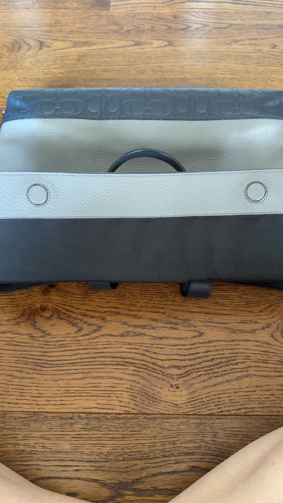Coach Metropolitan Portfolio Briefcase Bag Gray Blue Navy Pebbled Leather $595
