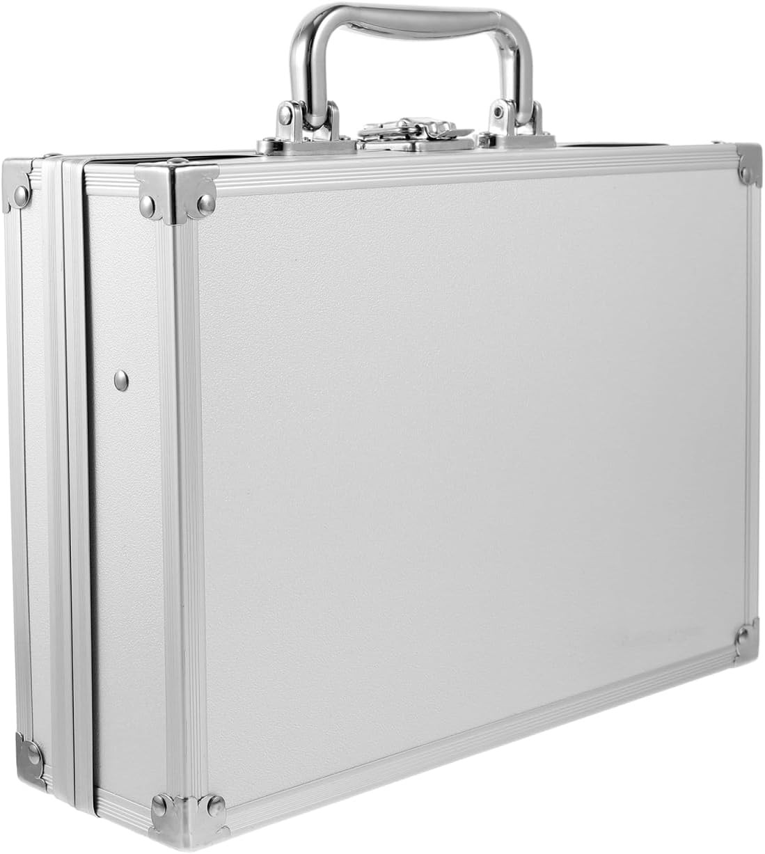 Aluminum Briefcase with Lock Silver Metal Storage Case Tool Box Carry Case