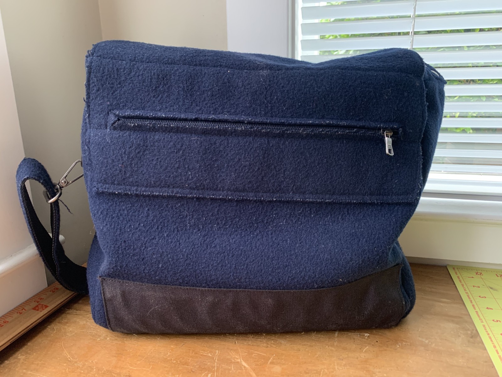 Armani Exchange AIX Fleece Felt Messenger Bag Navy