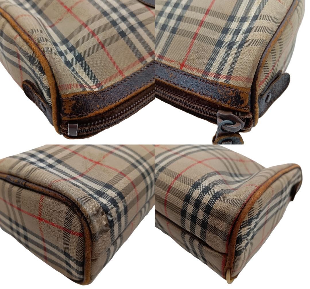 Authentic Burberrys Vintage Nova Plaid Clutch Bag Brown 15cm x 24cm x 5cm Damage