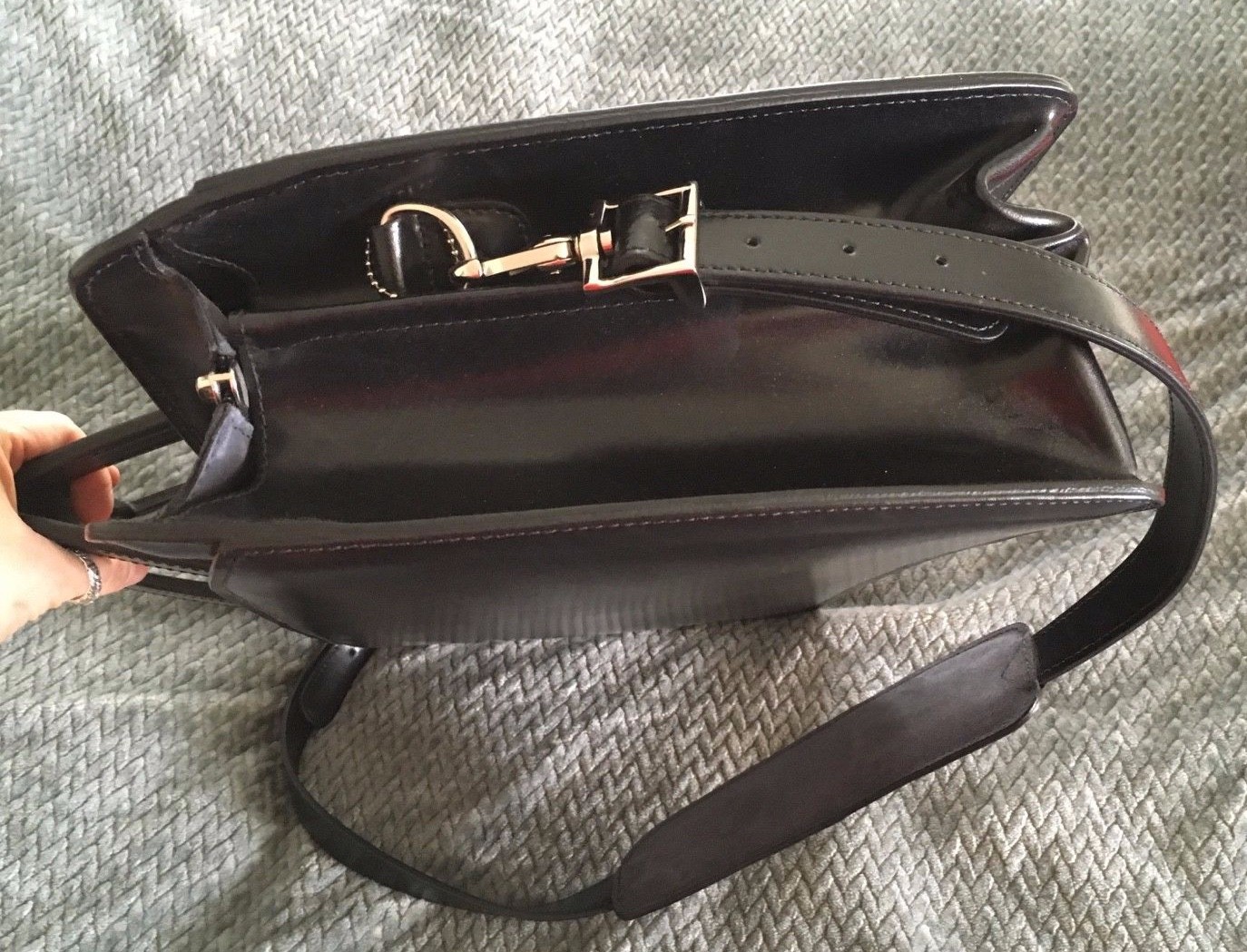 JACK GEORGES Sienna Black Leather Professional Briefcase Messenger-Near Mint