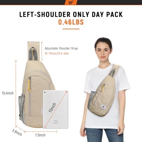 Sling Bag RFID Crossbody Sling Backpack Cross Body Shoulder Travel Small Beige