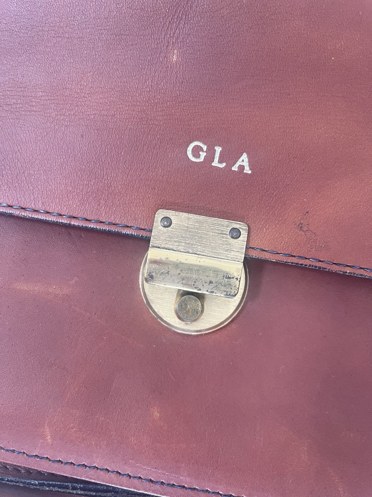 Schlesinger Brothers Briefcase Saddle Leather Vintage USA Slide Handle