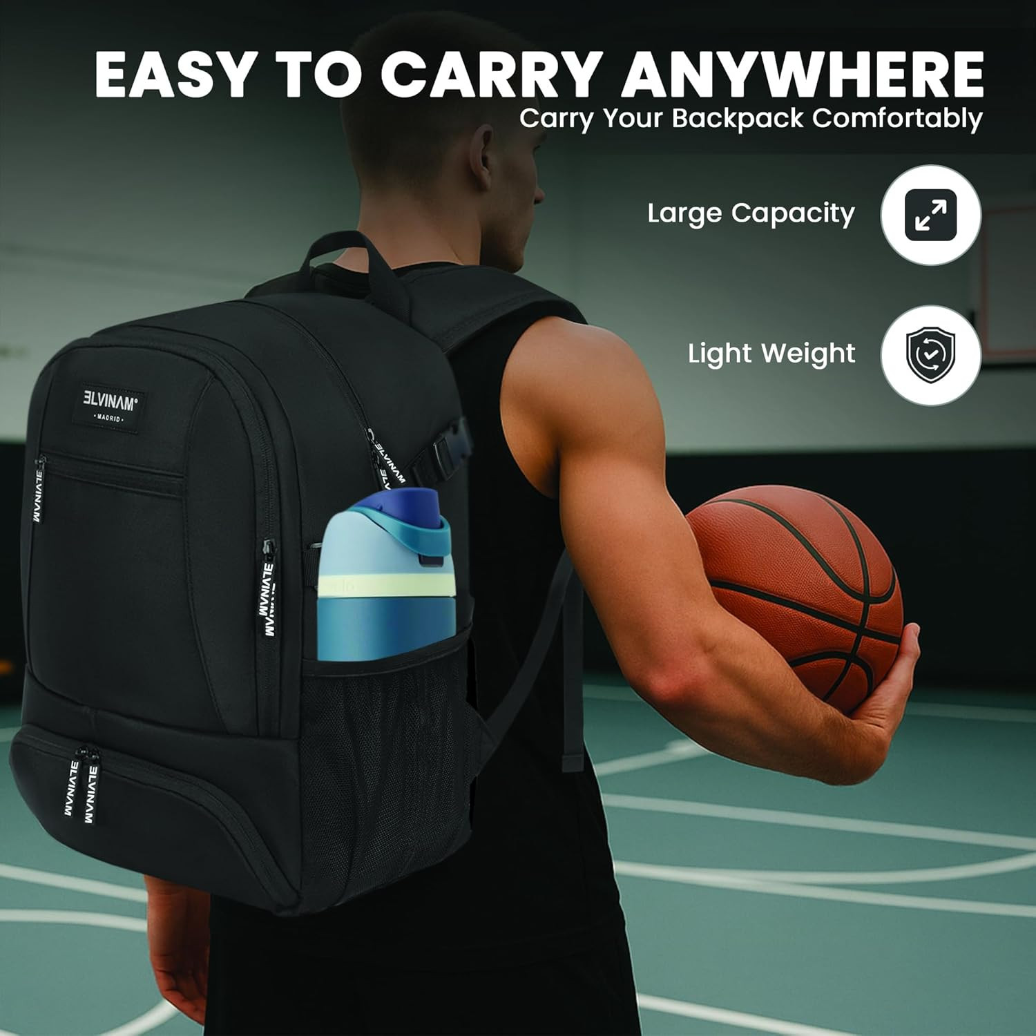 Basketball Backpack with Ball Holder & Shoe Compartment, Large Sports Bag for Me