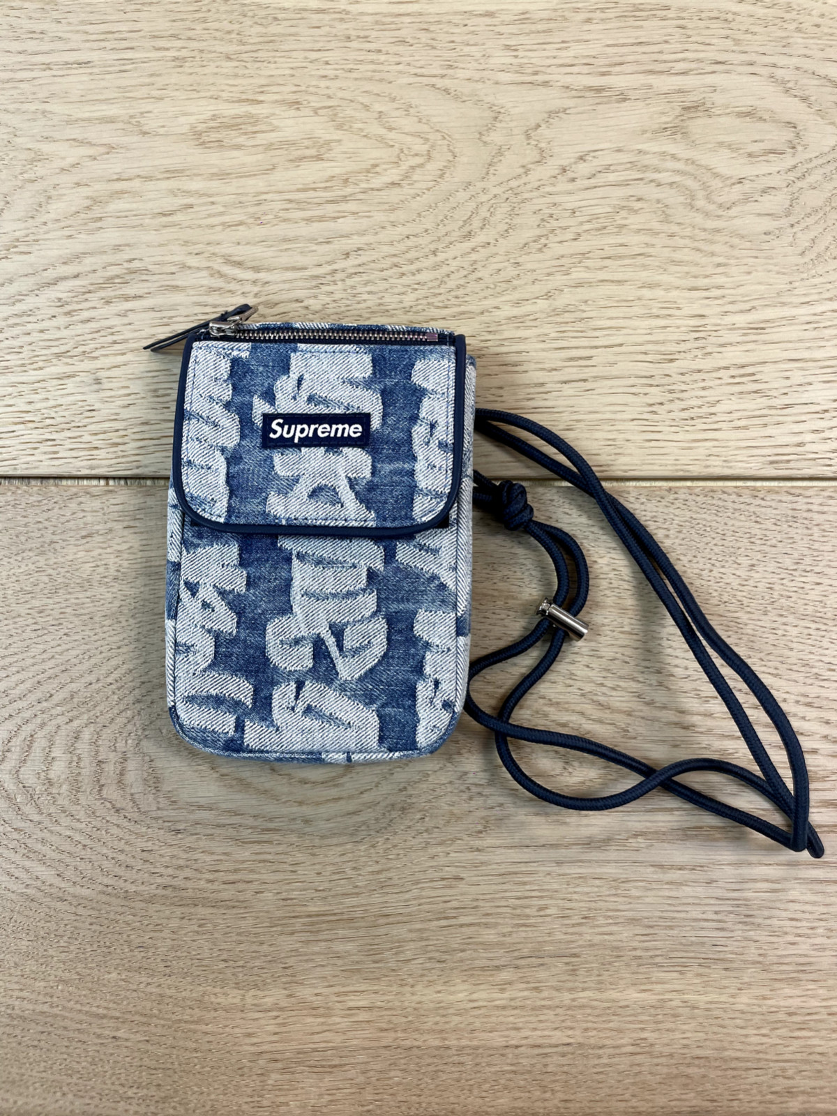 SUPREME FAT TIP JACQUARD DENIM NECK POUCH/ BLUE / OS/ SS22/ 100% AUTHENTIC