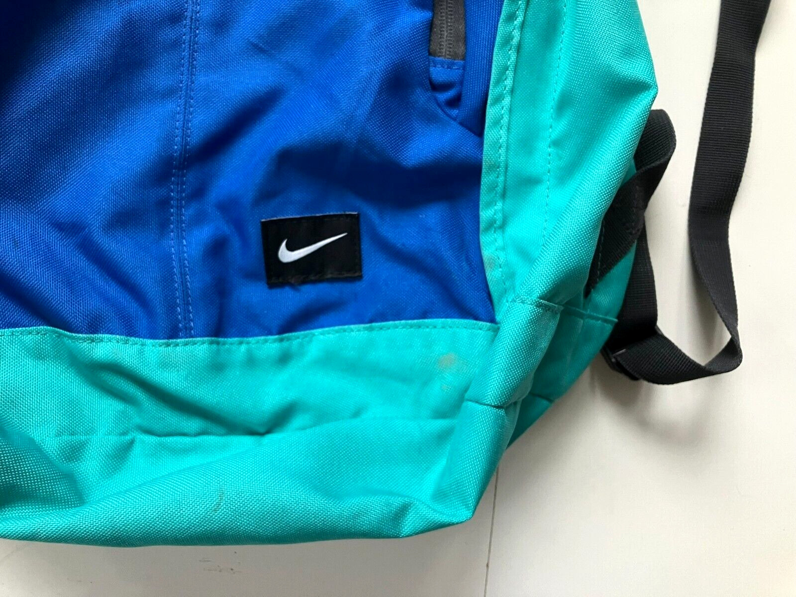 NIKE Blue/Green ATHLETIC BACKPACK Swoosh Travel Hike School Track Gym Gear Bag