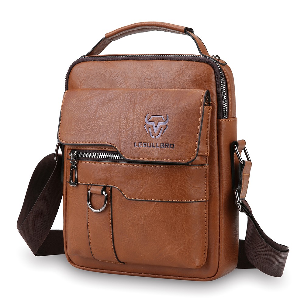 LEBULLBRO Men Leather Shoulder Bag Handbag Crossbody Bag Briefcase Messenger Bag